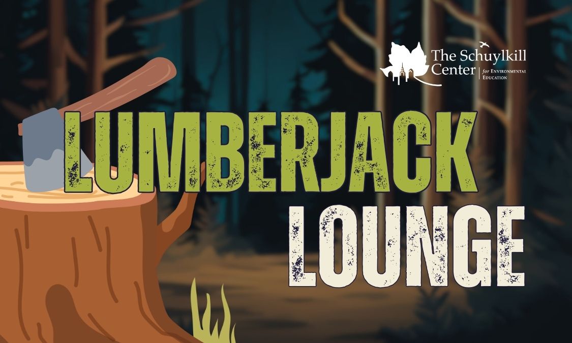 Graphic for Lumberjack Lounge with an illustration of an axe in a stump of wood.